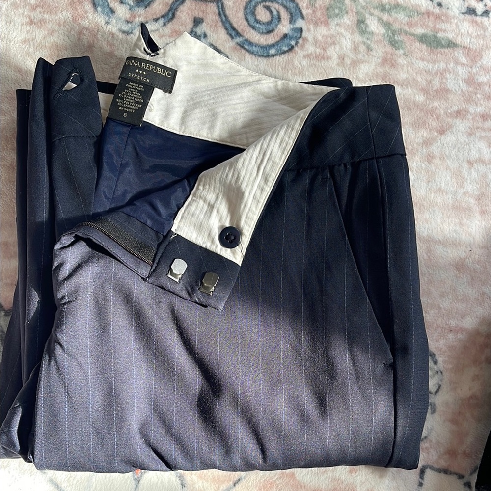 Banana Republic Navy Pinstripe Trousers